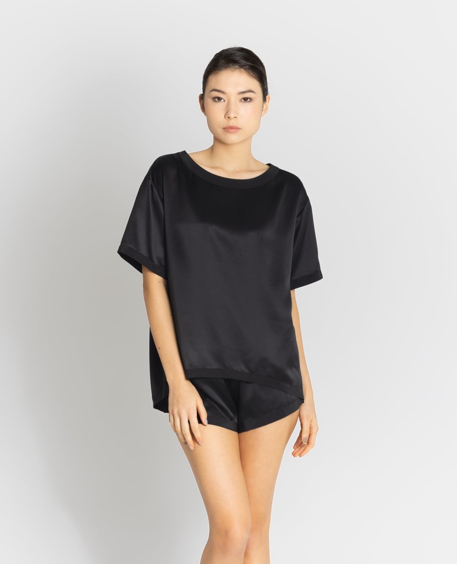 Women Grana Tee Shirts | Silk Pyjamas Oversized Tee