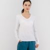 Women Grana Tee Shirts | Organic Pima Cotton Long Sleeve V Neck Tee