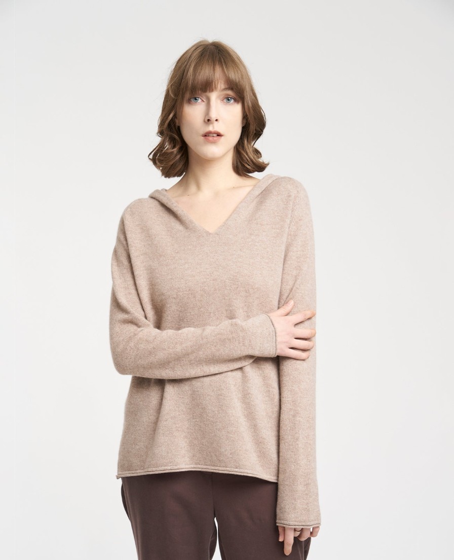 Women Grana Sweaters & Cardigans | Cashmere V-Neck Hoodie