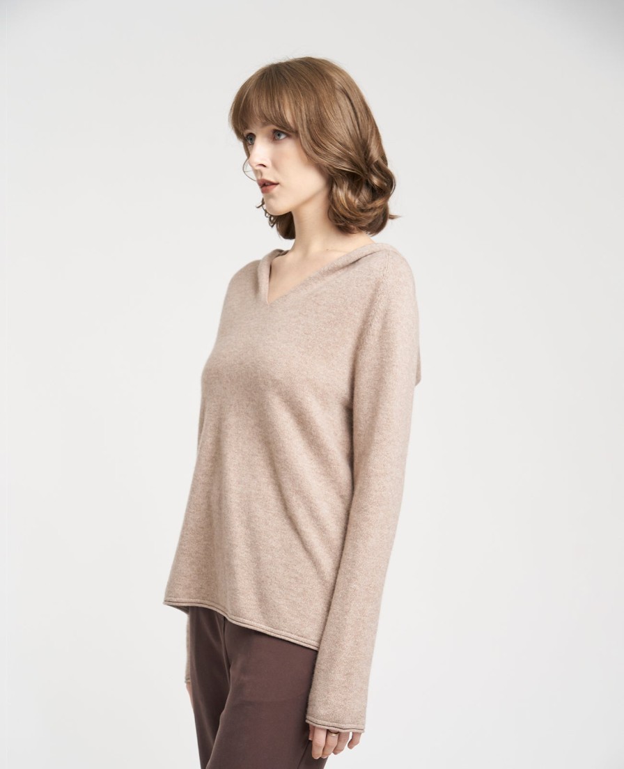 Women Grana Sweaters & Cardigans | Cashmere V-Neck Hoodie