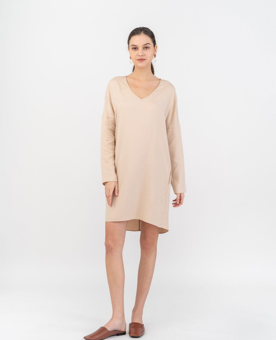 Women Grana One Piece Dresses | Tencel V-Neck Cocoon Dress