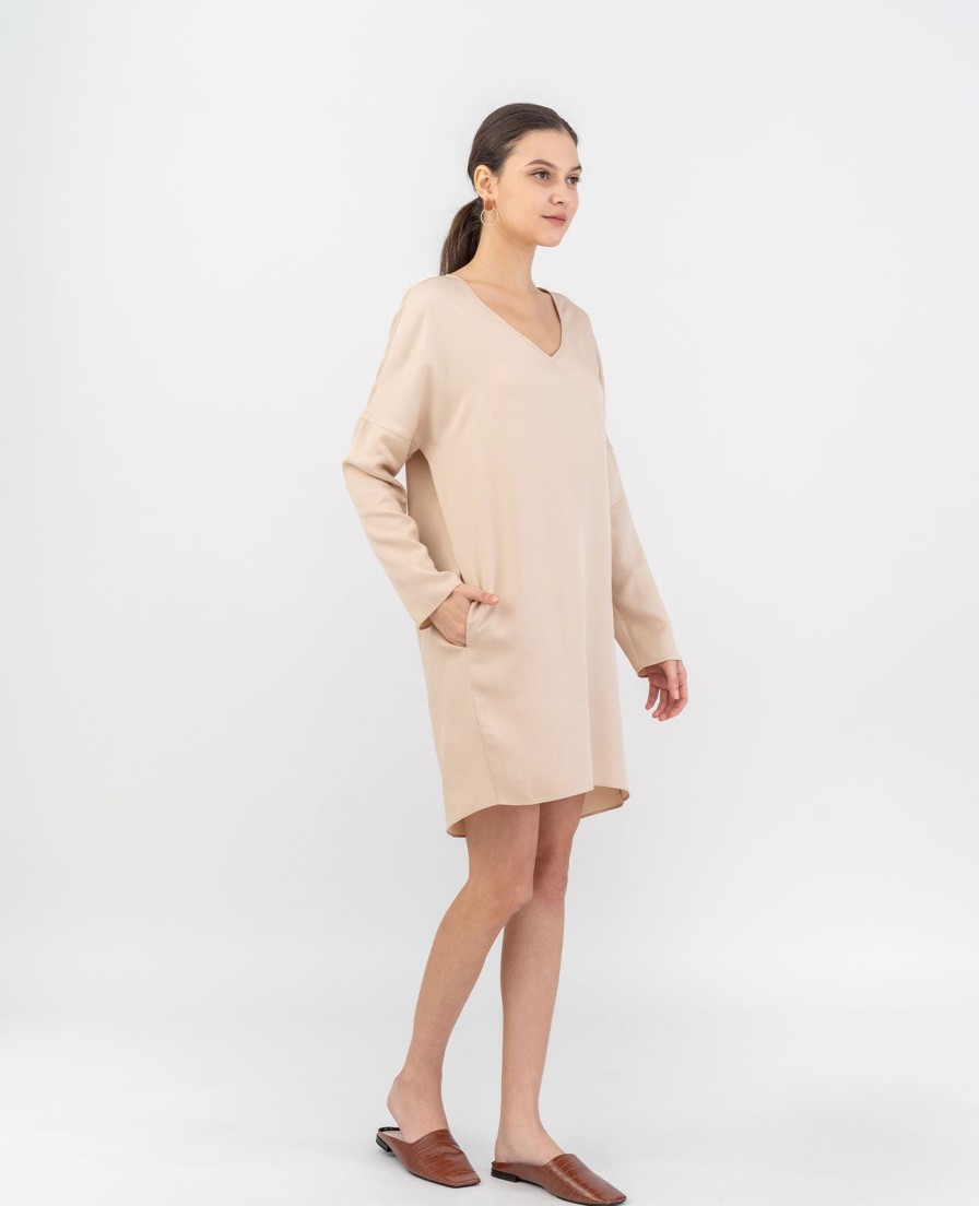 Women Grana One Piece Dresses | Tencel V-Neck Cocoon Dress