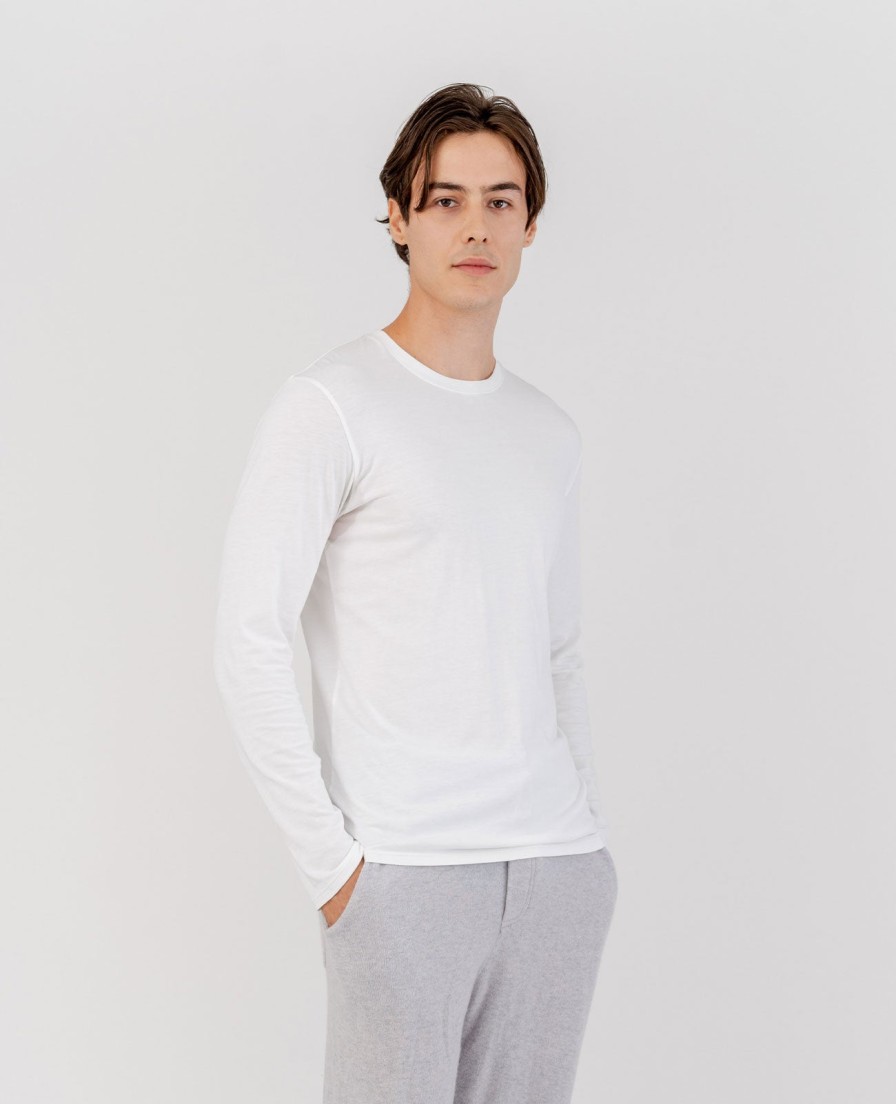 Men Grana Tees & Polos | Organic Pima Cotton Long Sleeve Crew Neck Tee