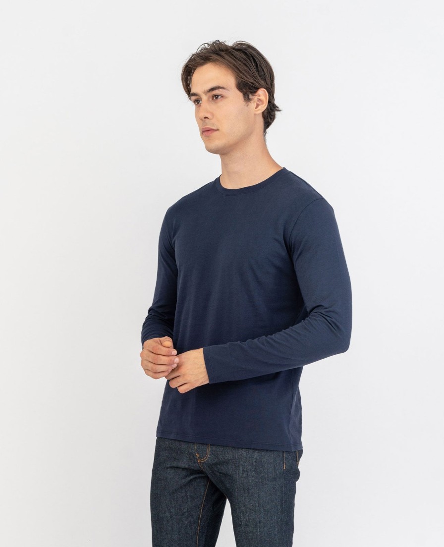 Men Grana Tees & Polos | Organic Pima Cotton Long Sleeve Crew Neck Tee