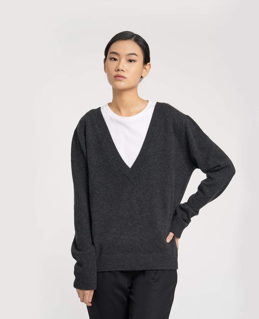 Women Grana Sweaters & Cardigans | Cashmere Double V-Neck Sweater