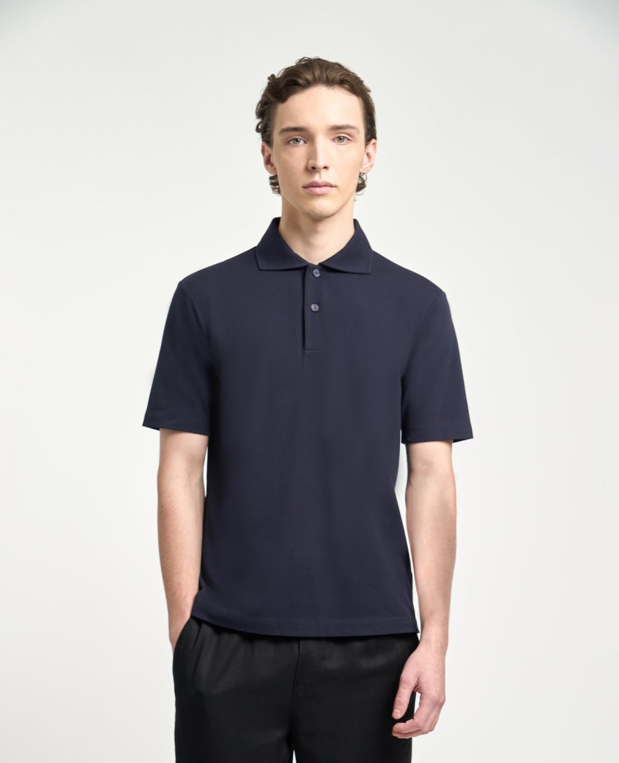 Men Grana Tees & Polos | Supima Pique Spread Collar Polo