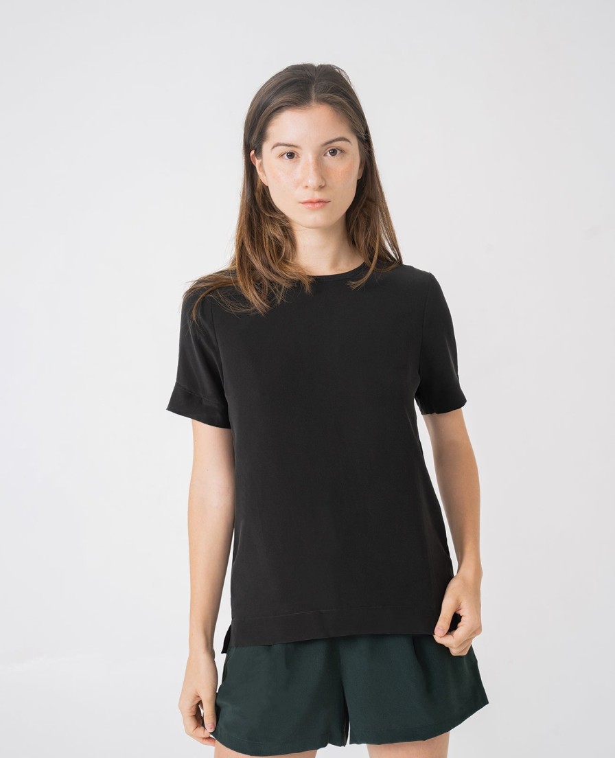 Women Grana Tee Shirts | Silk Crew Neck Tee