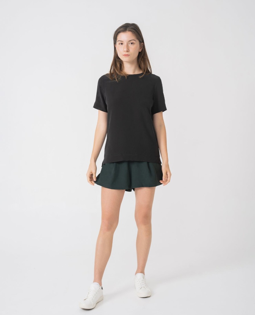 Women Grana Tee Shirts | Silk Crew Neck Tee