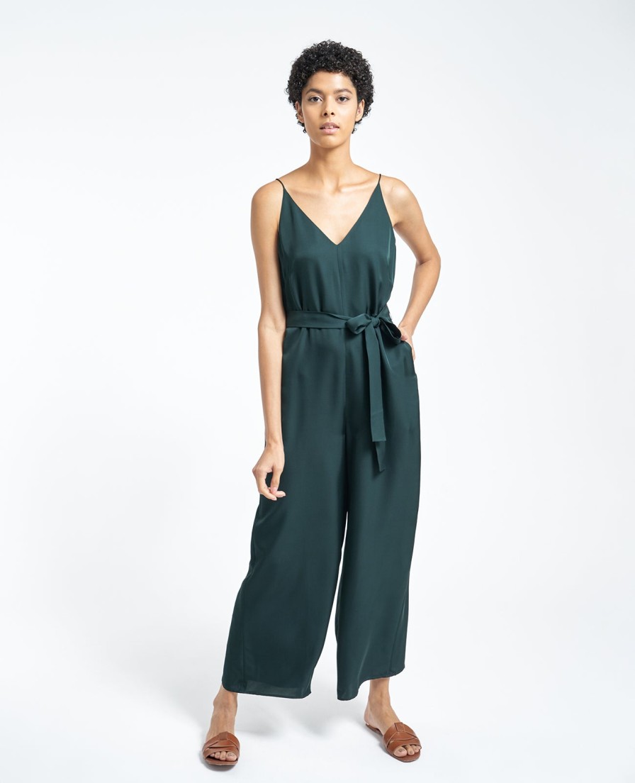 Women Grana Jumpsuits | Silk V Neck Camisole Jumpsuit