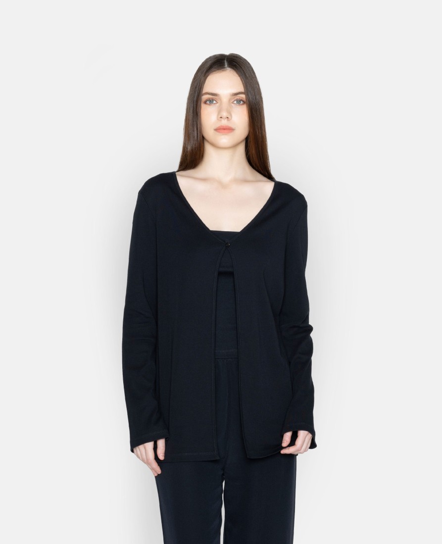 Women Grana Sweaters & Cardigans | Supima Single Button Ribbed Cardigan