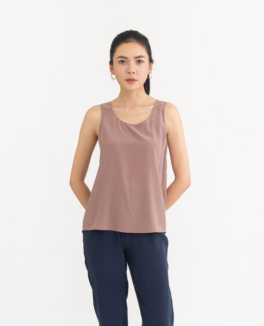 Women Grana Tank Tops | Silk Scoop Neck Tank