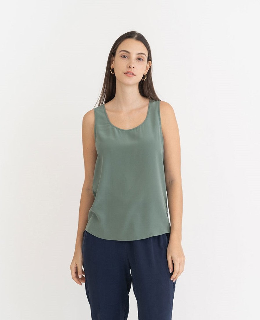 Women Grana Tank Tops | Silk Scoop Neck Tank