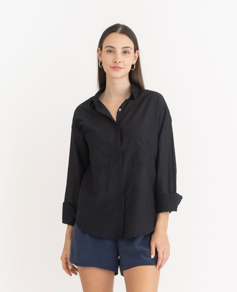 Women Grana Shirts & Blouses | Silk Cotton Boyfriend Shirt