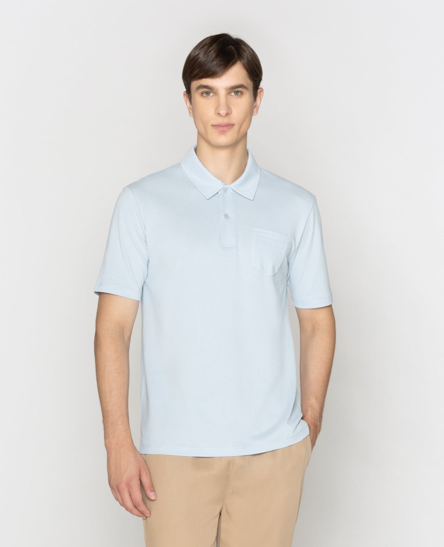 Men Grana Tees & Polos | Supima Pique Point Collar Pocket Polo