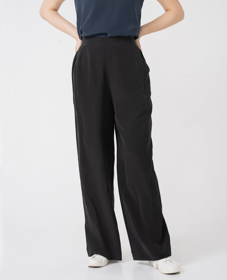 Women Grana Pants & Trousers | Silk Wide Leg Racer Pant