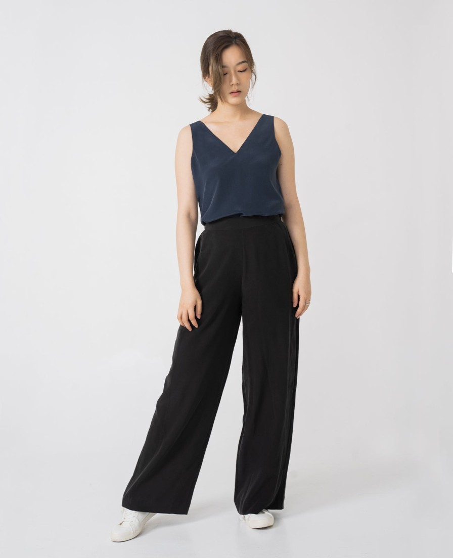 Women Grana Pants & Trousers | Silk Wide Leg Racer Pant