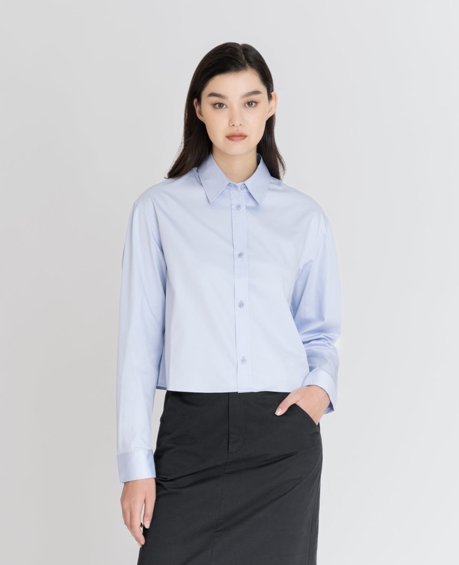 Women Grana Shirts & Blouses | Supima Poplin Cropped Shirt