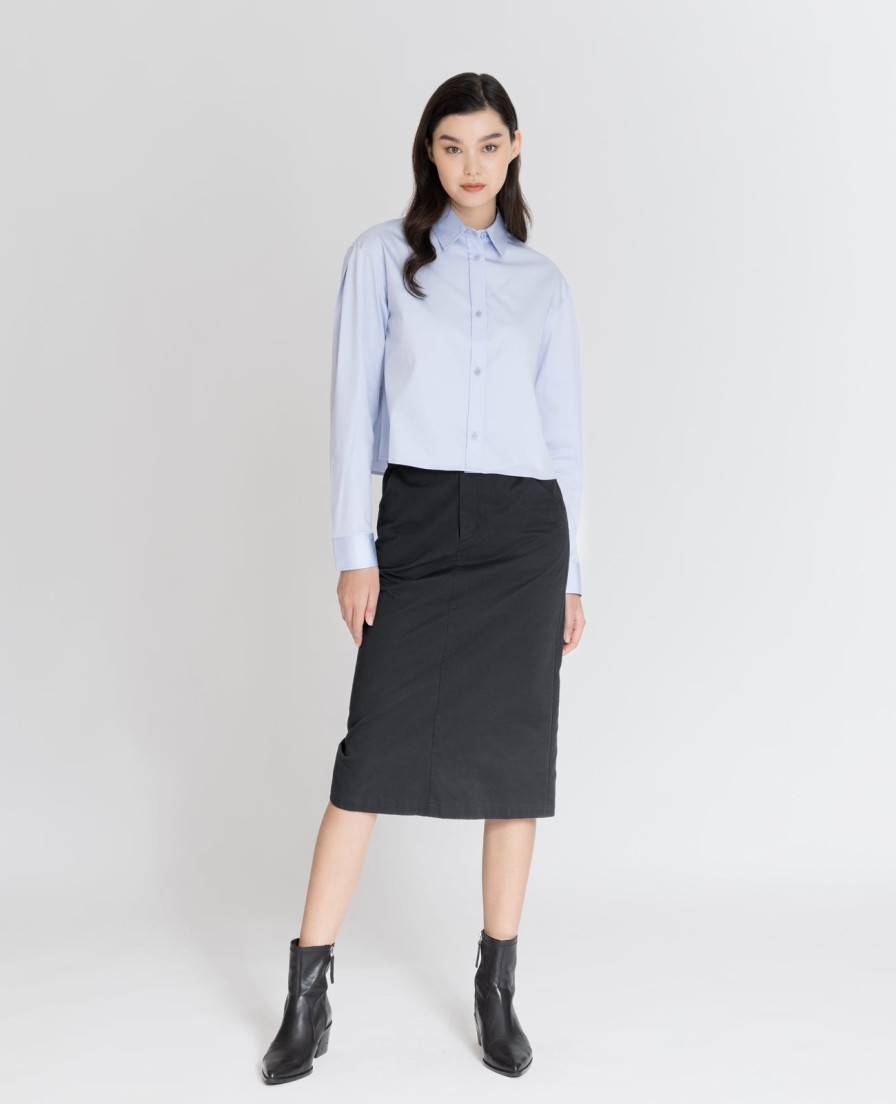 Women Grana Shirts & Blouses | Supima Poplin Cropped Shirt