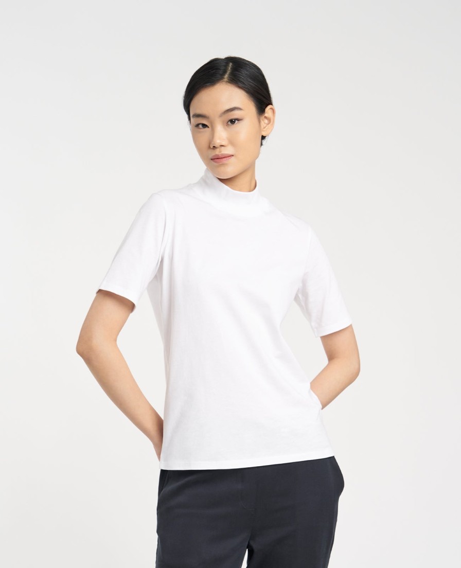 Women Grana Tee Shirts | Supima High Neck Tee