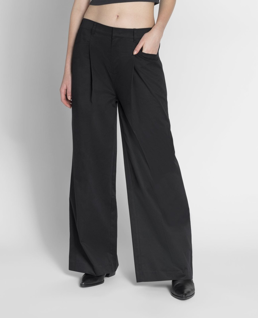 Women Grana Pants & Trousers | Supima Mid-Rise Wide Leg Pants