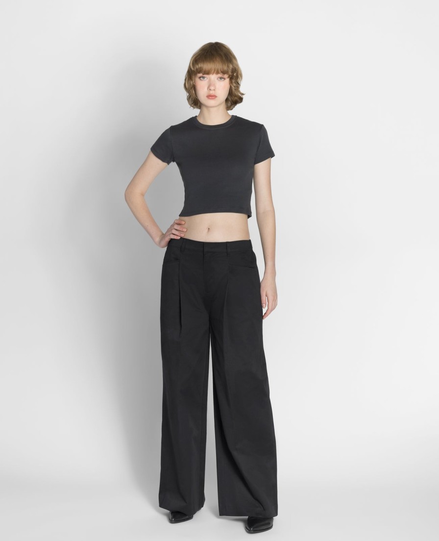 Women Grana Pants & Trousers | Supima Mid-Rise Wide Leg Pants