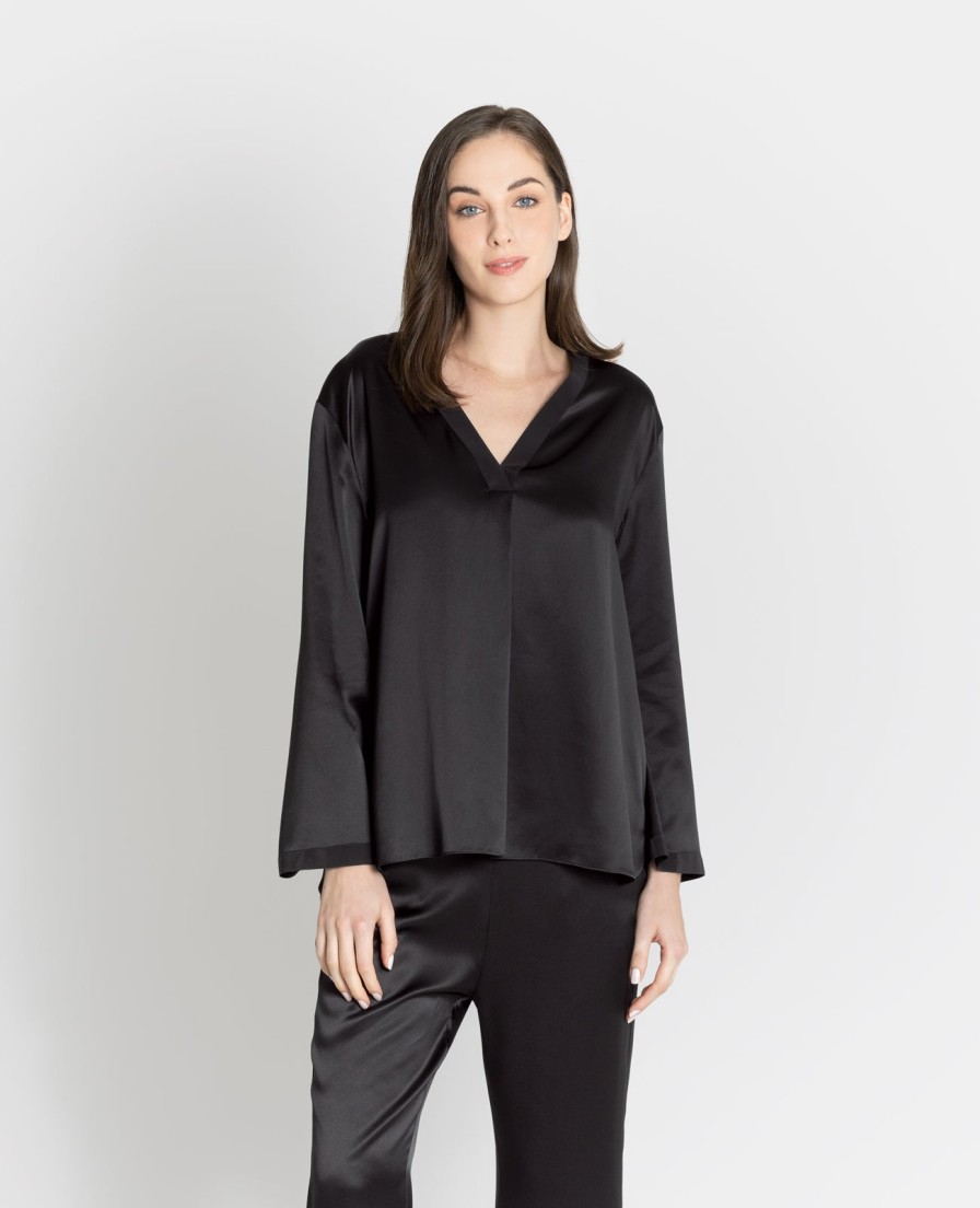 Women Grana Pyjamas | Silk Pyjamas V-Neck Pull Over Blouse