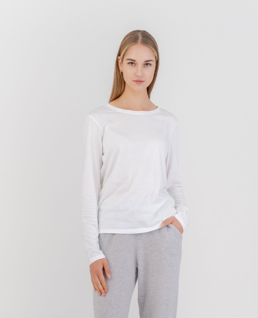 Women Grana Tee Shirts | Organic Pima Cotton Long Sleeve Crew Neck Tee