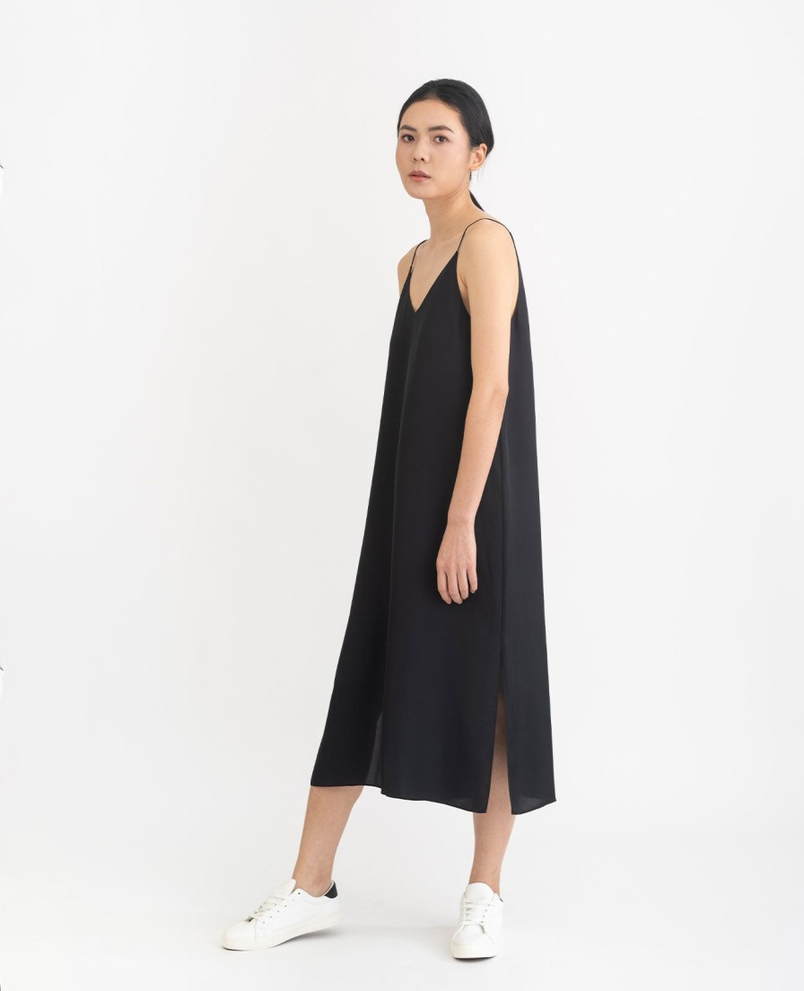 Women Grana One Piece Dresses | Silk V Neck Slip Dress