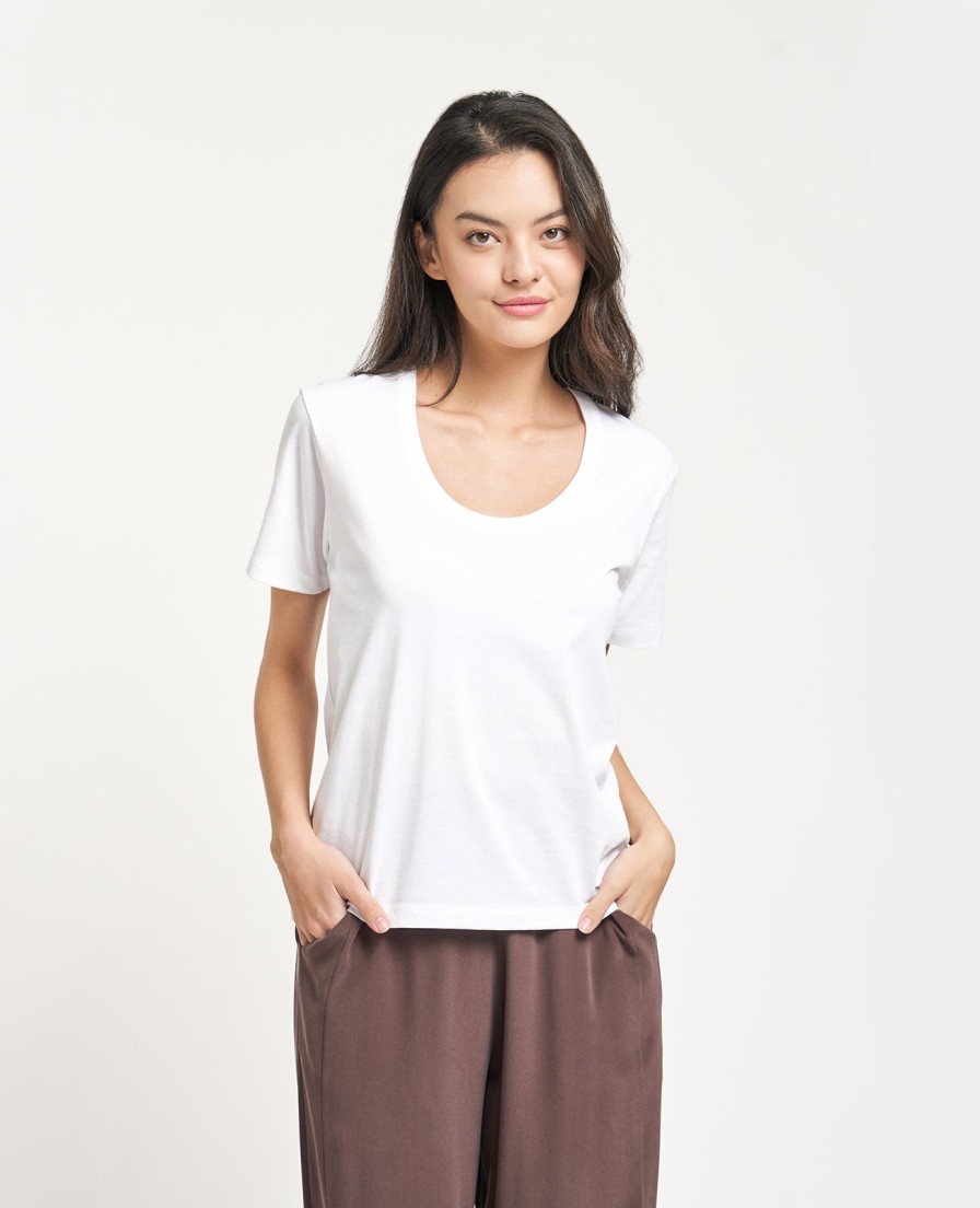 Women Grana Tee Shirts | Supima Scoop Neck Tee