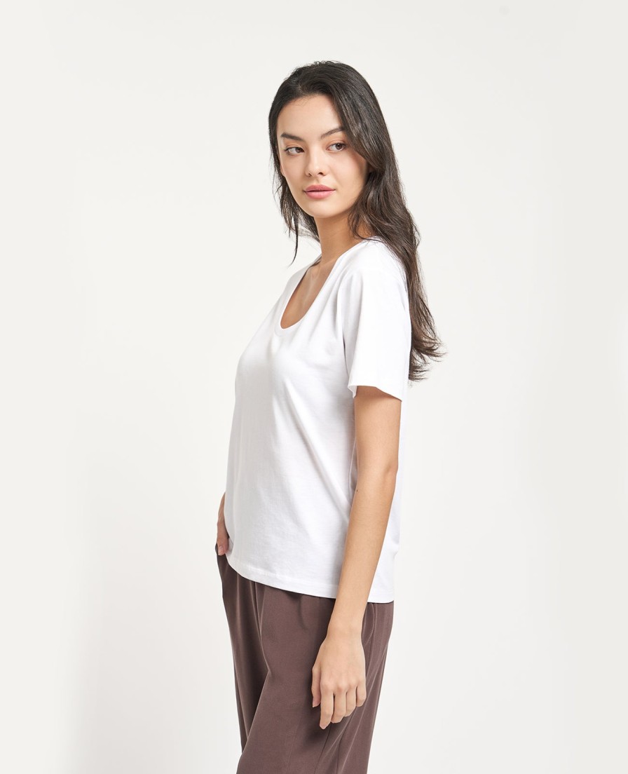 Women Grana Tee Shirts | Supima Scoop Neck Tee