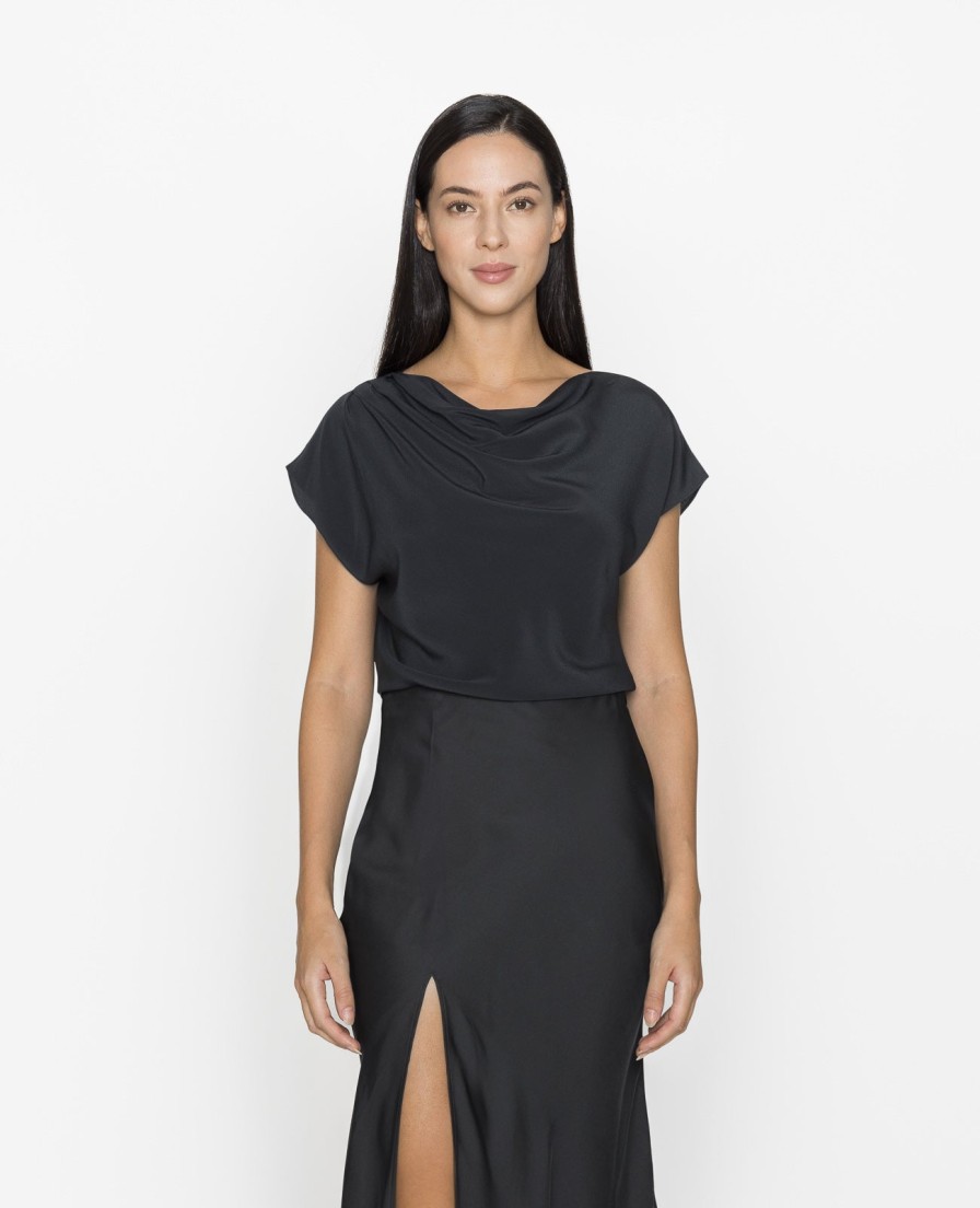 Women Grana Tee Shirts | Silk Draped Neck Tee