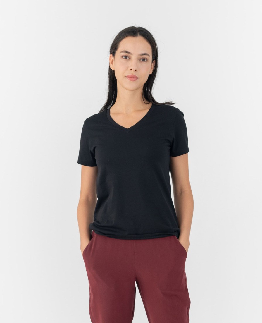 Women Grana Tee Shirts | Organic Pima Cotton V-Neck Tee