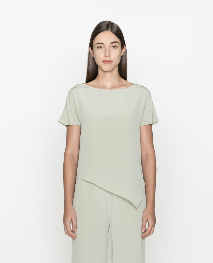 Women Grana Tee Shirts | Silk Asymmetic Tee