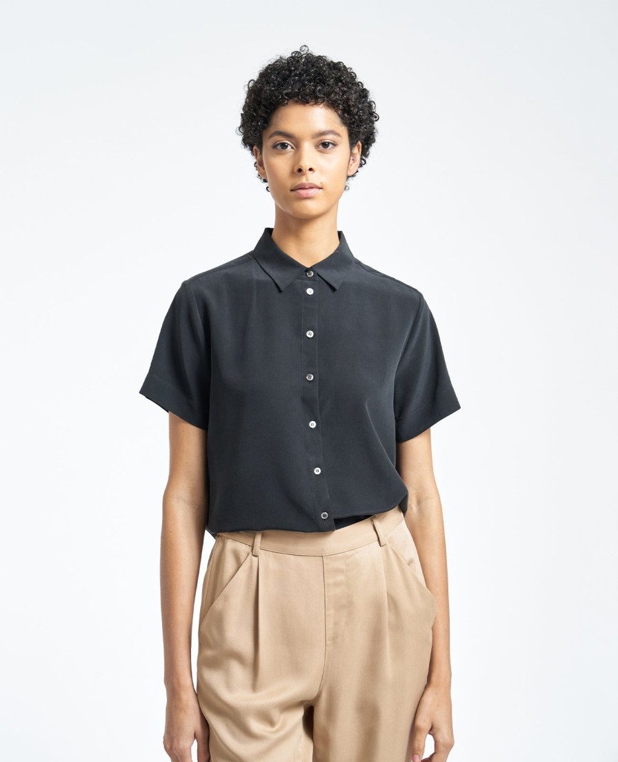 Women Grana Shirts & Blouses | Silk Short Sleeve Shirt