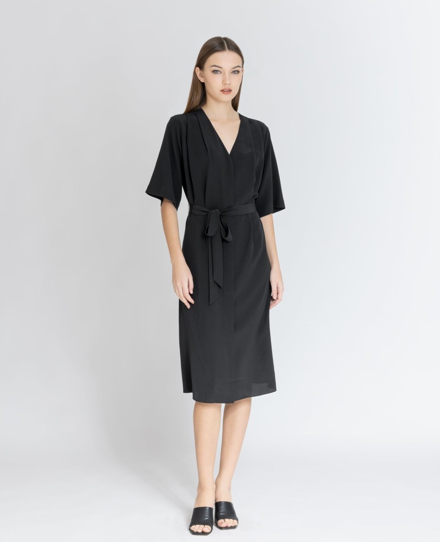 Women Grana One Piece Dresses | Silk V-Neck Shirt Dress