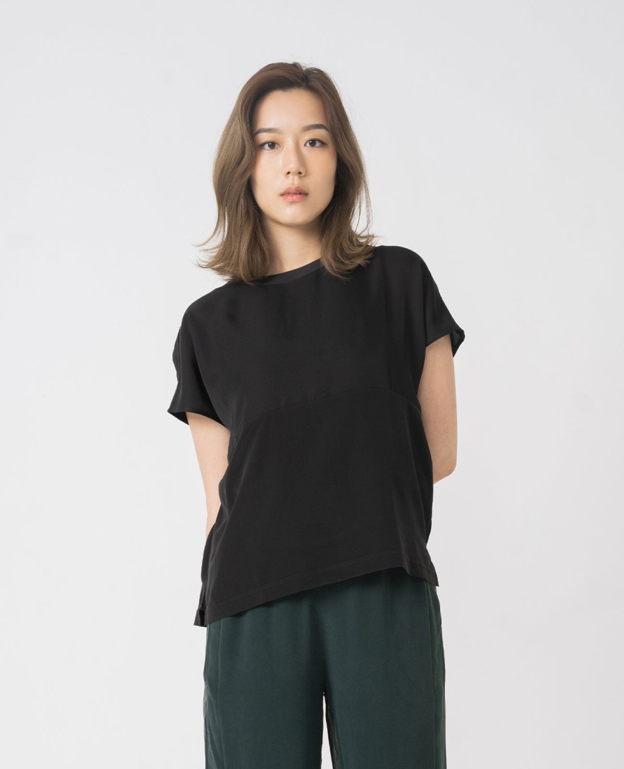 Women Grana Tee Shirts | Silk Dropped Shoulder Tee