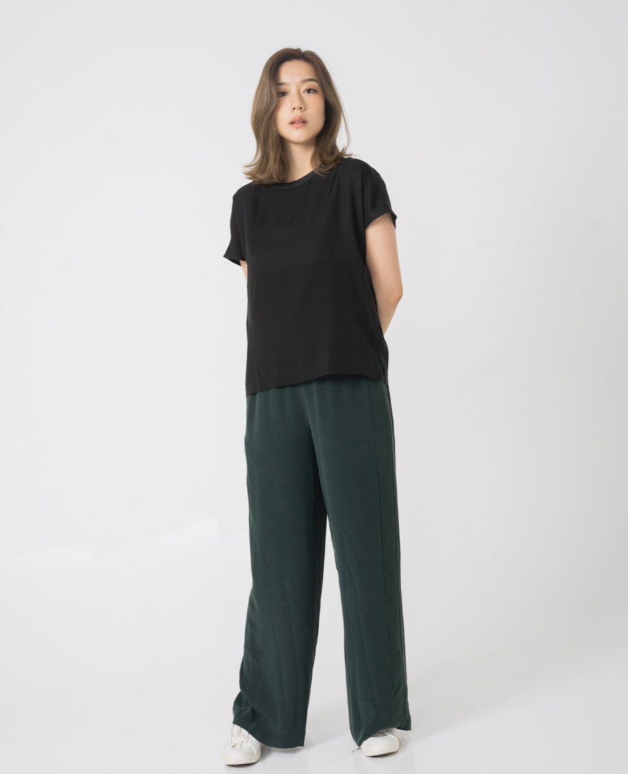 Women Grana Tee Shirts | Silk Dropped Shoulder Tee