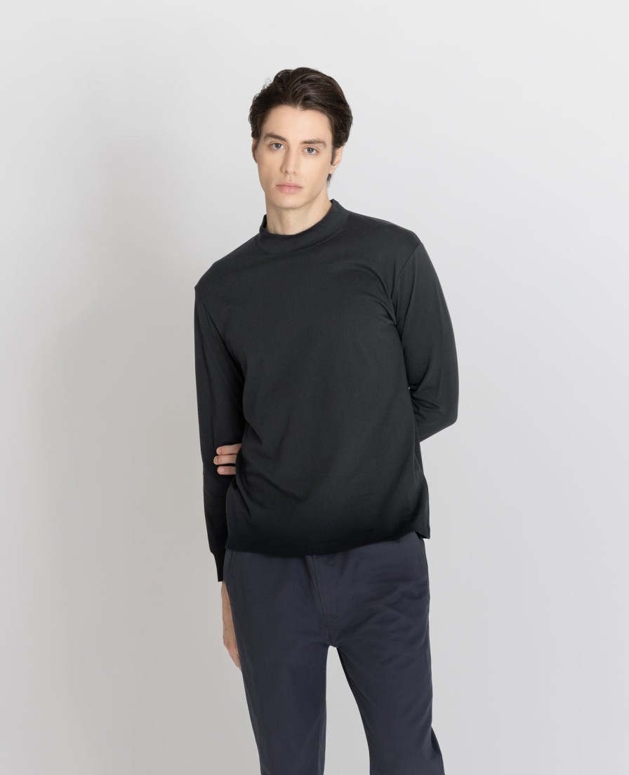 Men Grana Tees & Polos | Supima High Neck Long Sleeve Tee