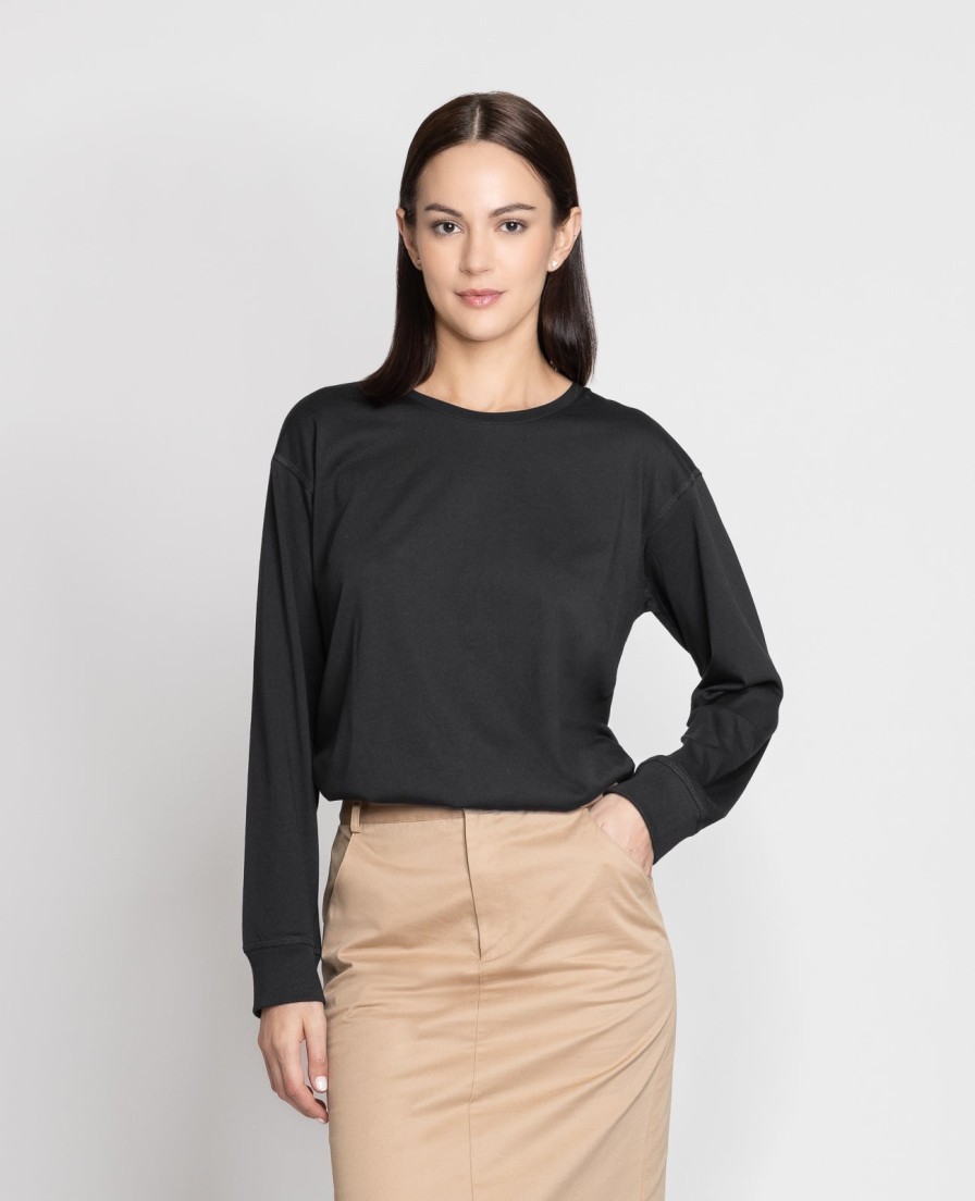 Women Grana Shirts & Blouses | Supima Oversized Long Sleeve Tee