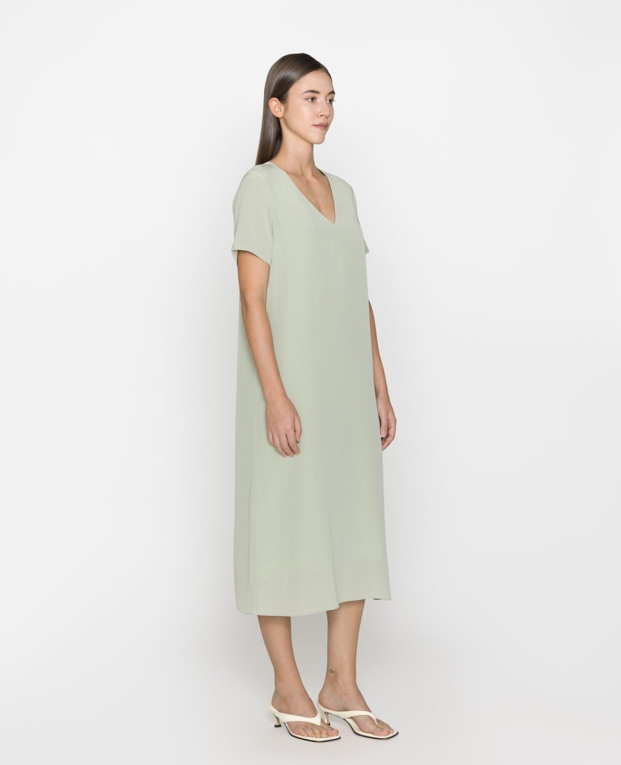 Women Grana One Piece Dresses | Silk V-Neck Tee Dress